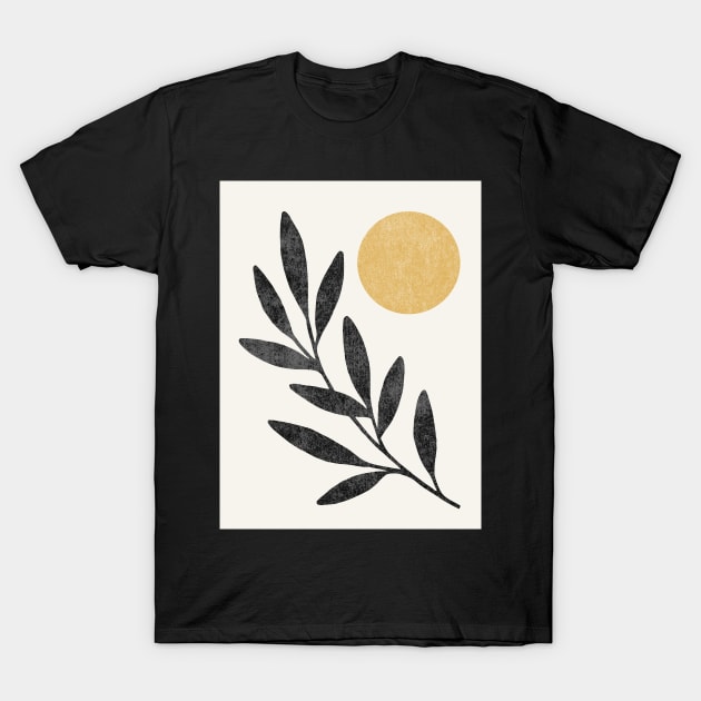 Leaf Sun - Gold Black T-Shirt by moonlightprint
